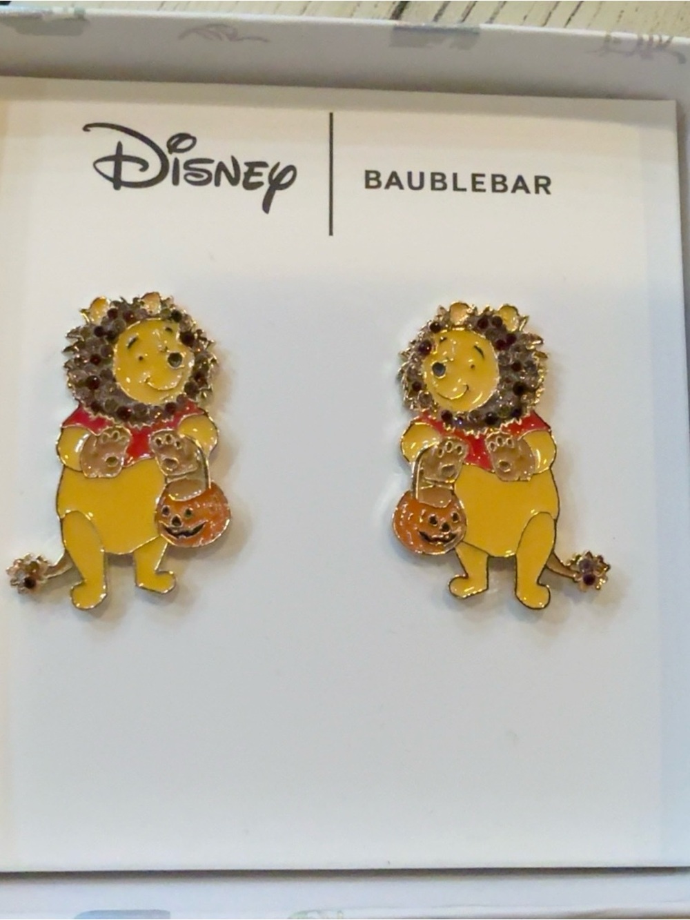 BaubleBar Disney Winnie the Pooh Lion Costume Stud Earrings - Yellow and Orange